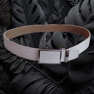 Nexbelt Ratchet Men's Stylish White Textured Leather Belt with Silver Buckle